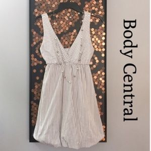 Body Central Pinstriped V-Neck Bubble Dress